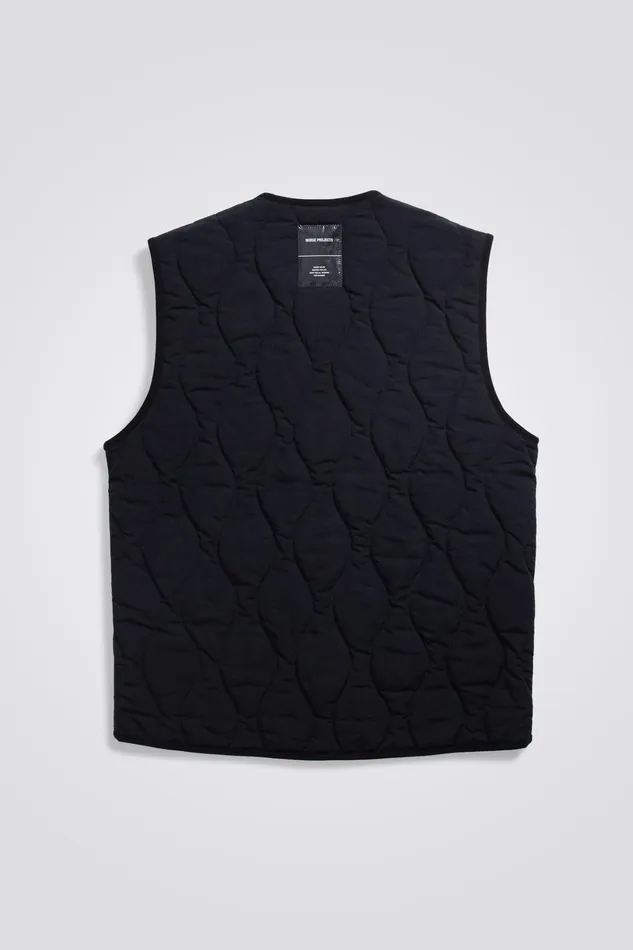 Men Peter Waxed Nylon Insulated Vest Dark Navy Norse Projects Outerwear