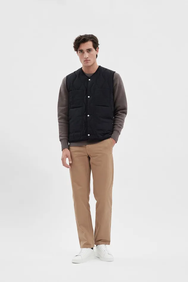 Men Peter Waxed Nylon Insulated Vest Dark Navy Norse Projects Outerwear