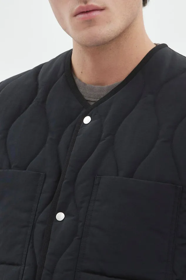 Men Peter Waxed Nylon Insulated Vest Dark Navy Norse Projects Outerwear
