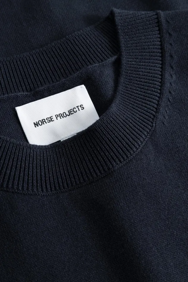 Men Rhys Cotton Linen Tshirt Dark Navy Norse Projects Knitwear