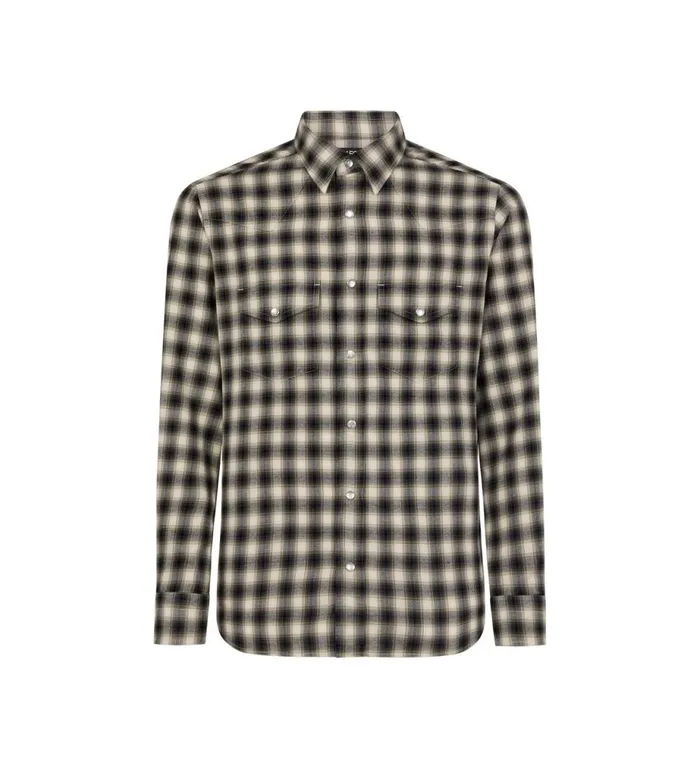 Men Shirts Tom Ford Western Check Shirt Combo Dark Green