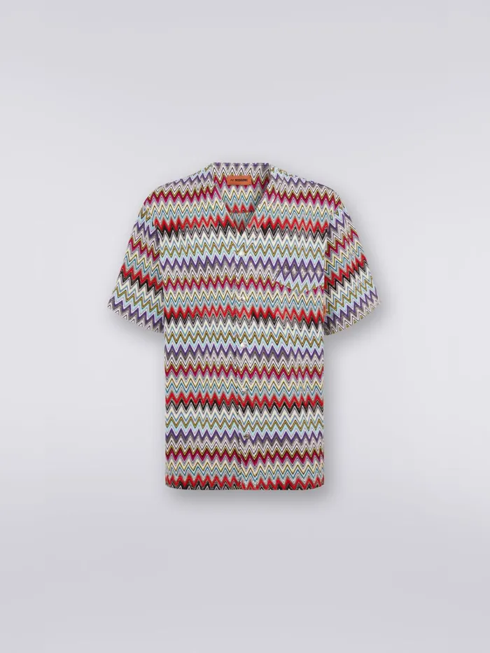 Men ShortSleeved Cotton Shirt With Chevron Pattern Multicoloured Missoni Shirts