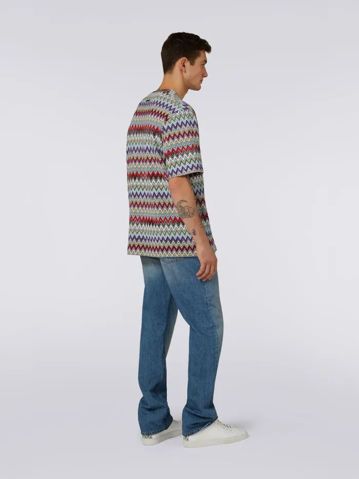 Men ShortSleeved Cotton Shirt With Chevron Pattern Multicoloured Missoni Shirts