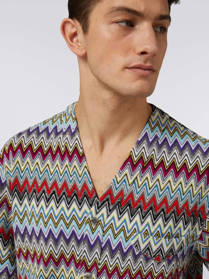 Men ShortSleeved Cotton Shirt With Chevron Pattern Multicoloured Missoni Shirts