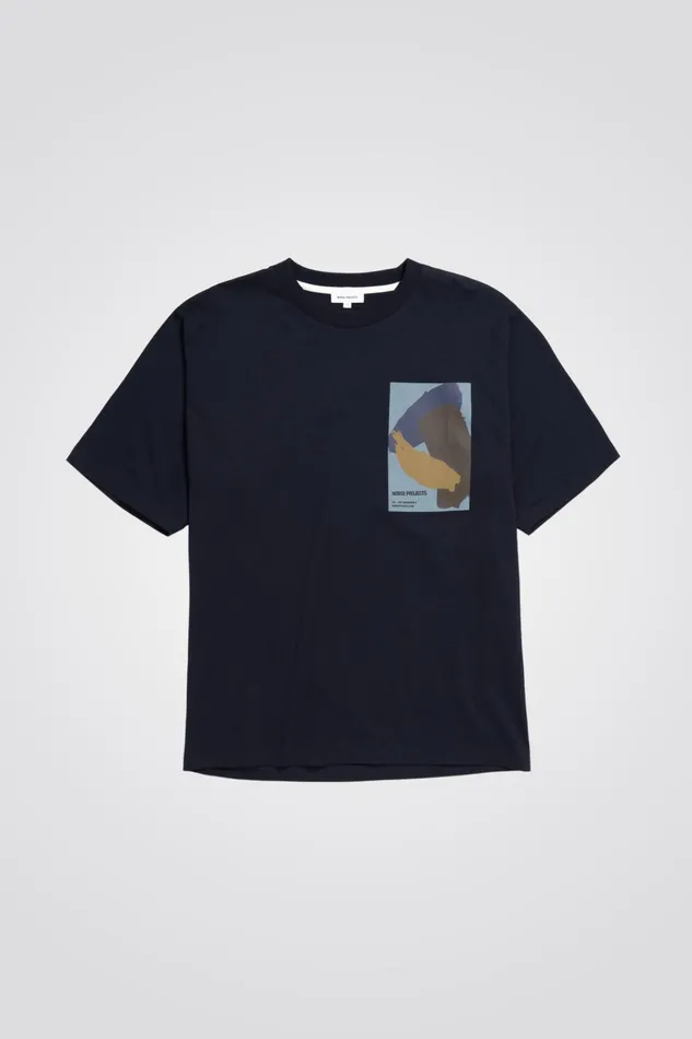 Men Simon Brush Print TShirt Dark Navy Norse Projects TShirts