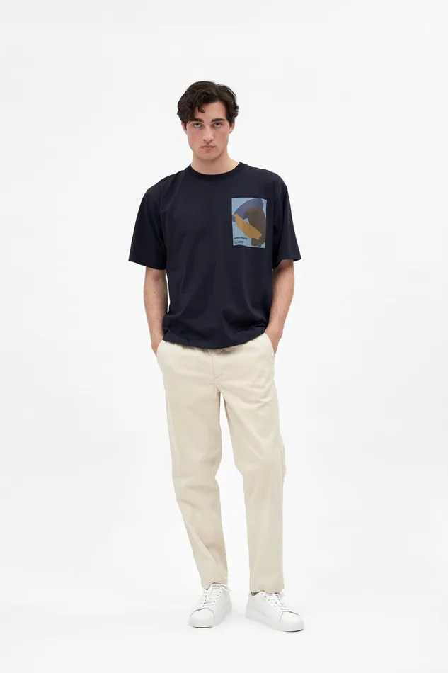 Men Simon Brush Print TShirt Dark Navy Norse Projects TShirts