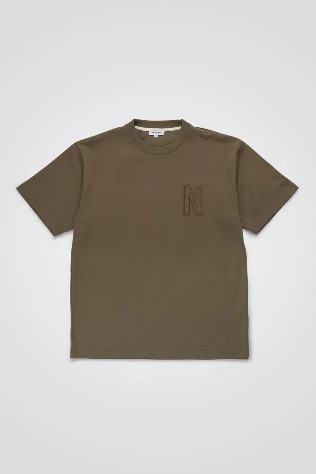 Men Simon Loose N Logo TShirt Sediment Green Norse Projects TShirts