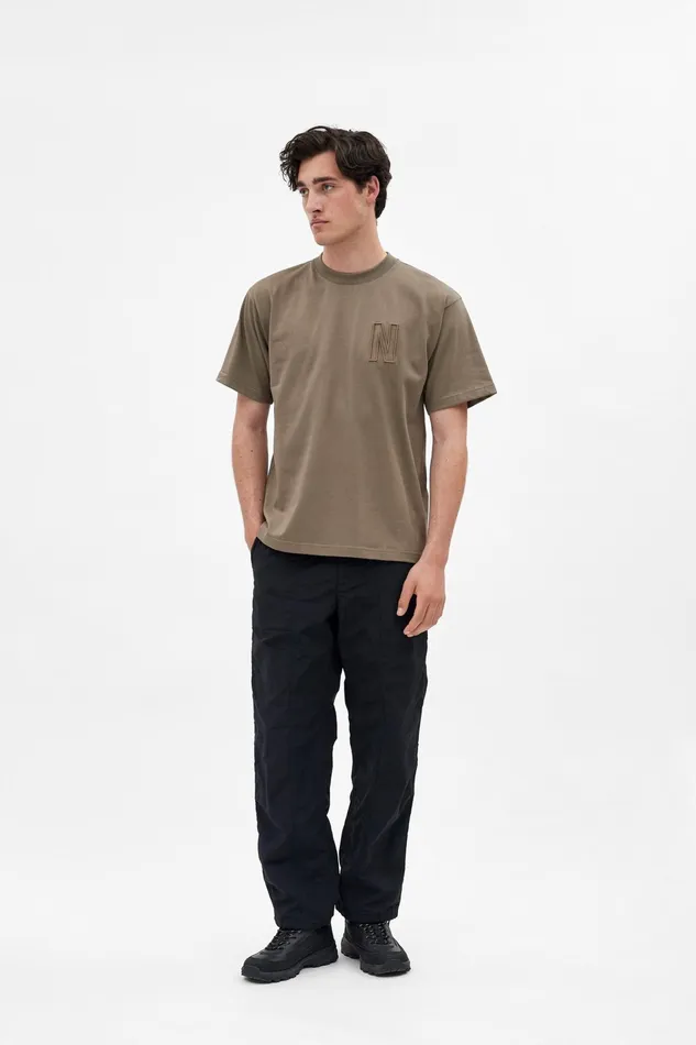 Men Simon Loose N Logo TShirt Sediment Green Norse Projects TShirts