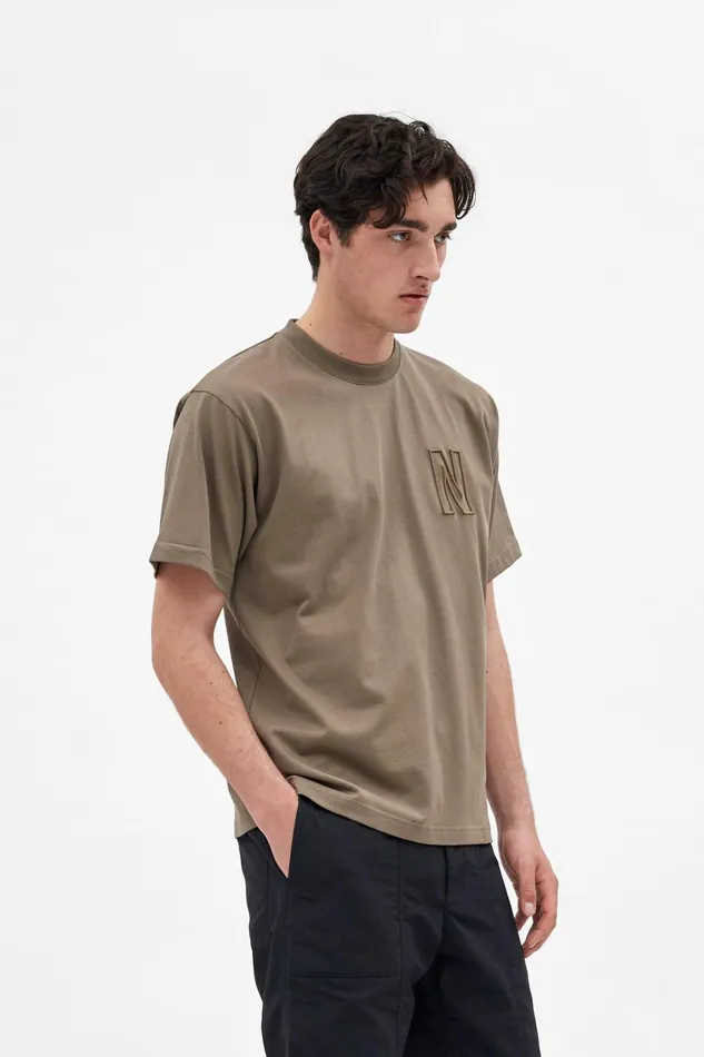 Men Simon Loose N Logo TShirt Sediment Green Norse Projects TShirts