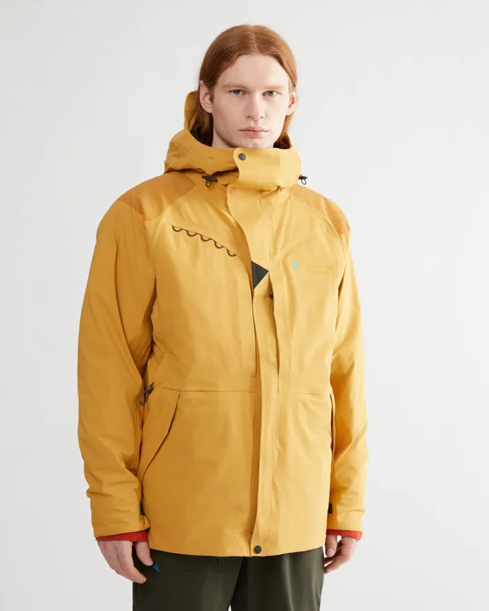 Men Skirner Waterproof Cutan Jacket Amber Gold Klttermusen Waterproof Jackets