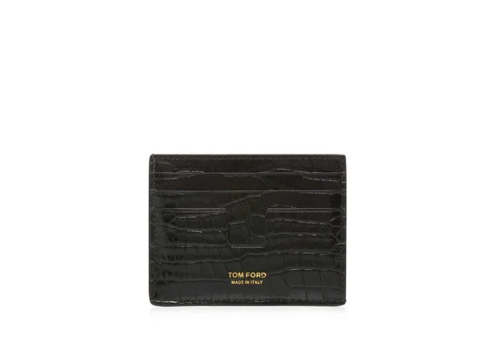 Men Small Leather Goods Tom Ford Printed Alligator Cardholder Black