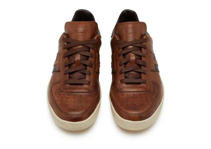 Men Sneakers Tom Ford Radcliffe Burnished Leather Sneakers Teak Men Sneakers Tom Ford Radcliffe Burnished Leather Sneakers Teak
