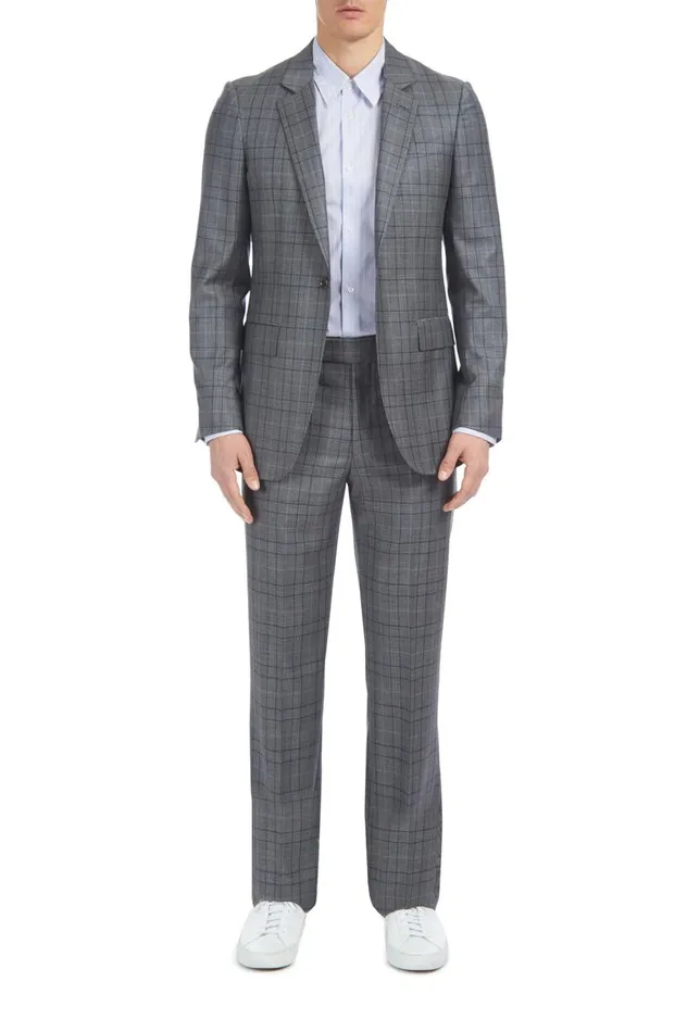 Men Suits Gabriela Hearst Damien Jacket In BlueGrey Check Virgin Wool