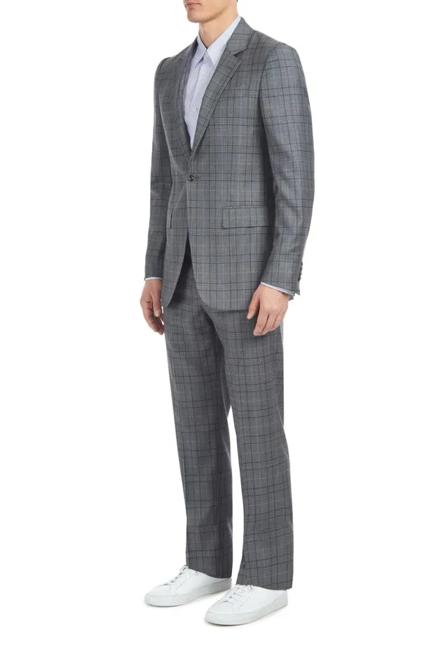 Men Suits Gabriela Hearst Damien Jacket In BlueGrey Check Virgin Wool