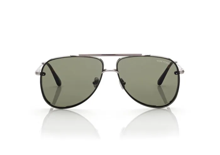 Men SUNGLASSES Tom Ford Leon Sunglasses Ruthenium Green