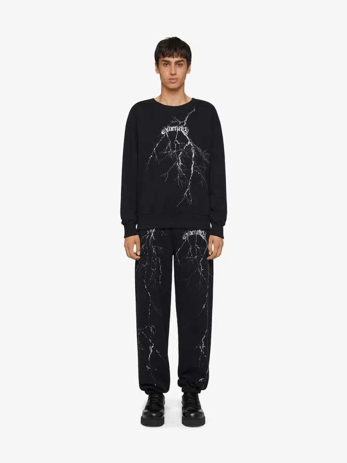 Men Sweatshirts and Hoodies Givenchy Boxy Fit Sweatshirt In Fleece With Reflective Artwork Black