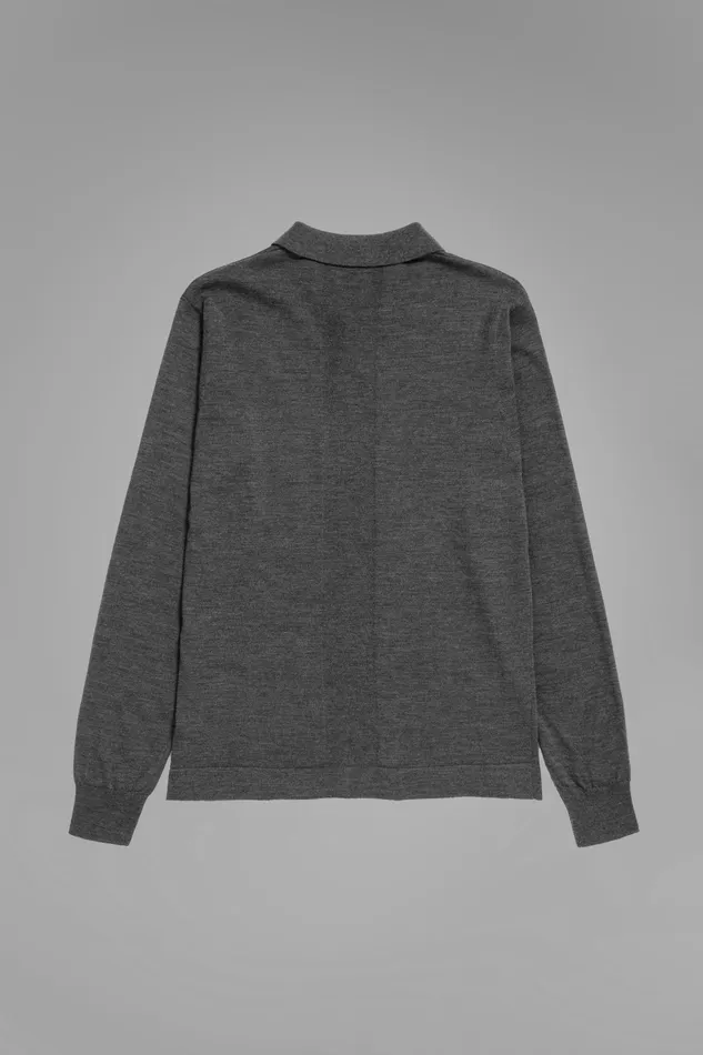 Men Tech Merino Polo Charcoal Melange Norse Projects Knitwear