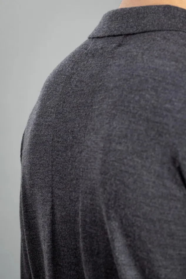 Men Tech Merino Polo Charcoal Melange Norse Projects Knitwear