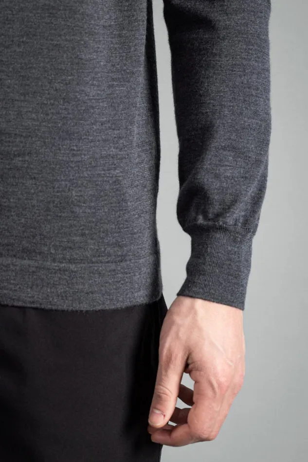 Men Tech Merino Polo Charcoal Melange Norse Projects Knitwear