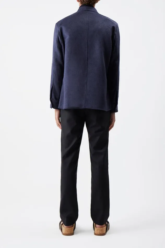 Men Tops Gabriela Hearst Lucas Overshirt In Midnight Winter Silk