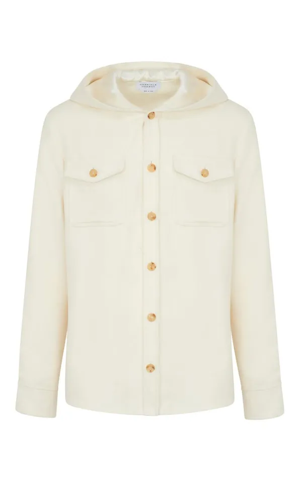 Men Tops Gabriela Hearst Swift Hoodie Shirt In Ivory Winter Silk