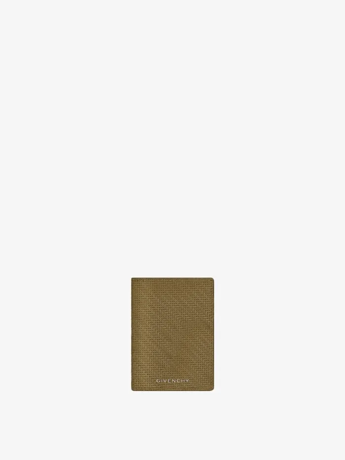 Men Wallets and Card Holders Givenchy GIVENCHY Card Holder In Braidedeffect Leather Khaki