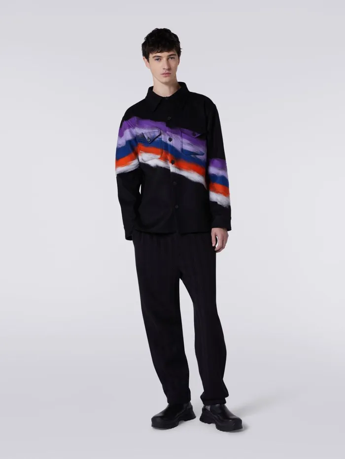 Men Wool Blend Overshirt With Slub Motif Black Missoni Coats and Jackets Men Wool Blend Overshirt With Slub Motif Black Missoni Coats and Jackets