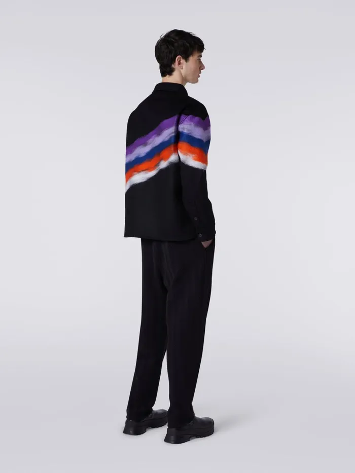 Men Wool Blend Overshirt With Slub Motif Black Missoni Coats and Jackets Men Wool Blend Overshirt With Slub Motif Black Missoni Coats and Jackets