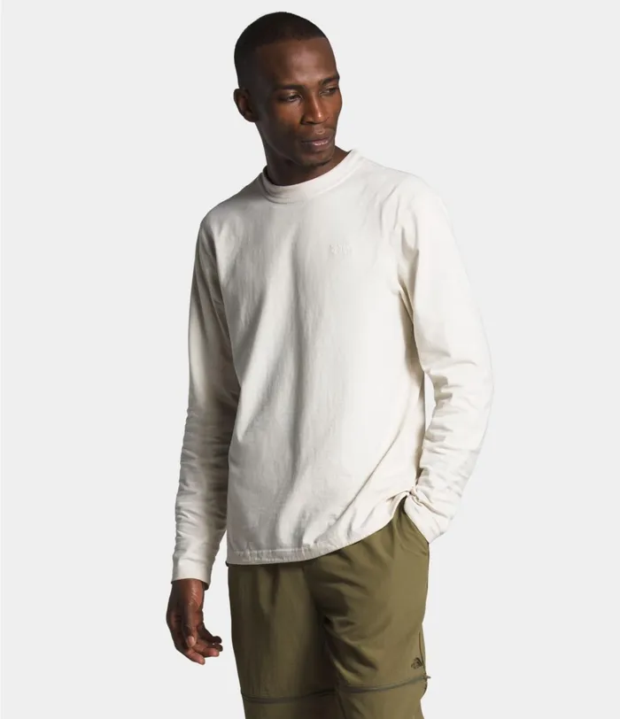 Mens The North Face Shirts and Polos Long Sleeve Woodmont Crew Vintage White