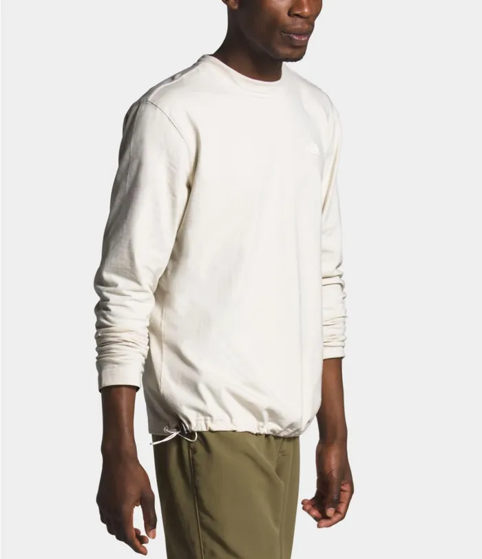 Mens The North Face Shirts and Polos Long Sleeve Woodmont Crew Vintage White