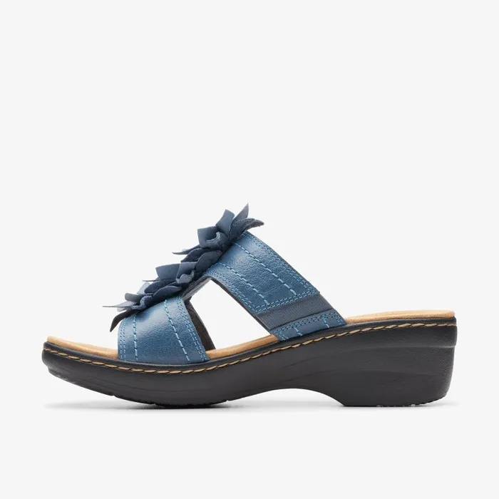 Merliah Raelyn Blue Leather Women Clarks Sandals and Flip Flops