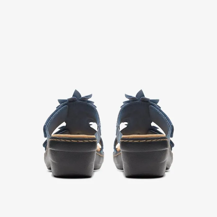 Merliah Raelyn Blue Leather Women Clarks Sandals and Flip Flops