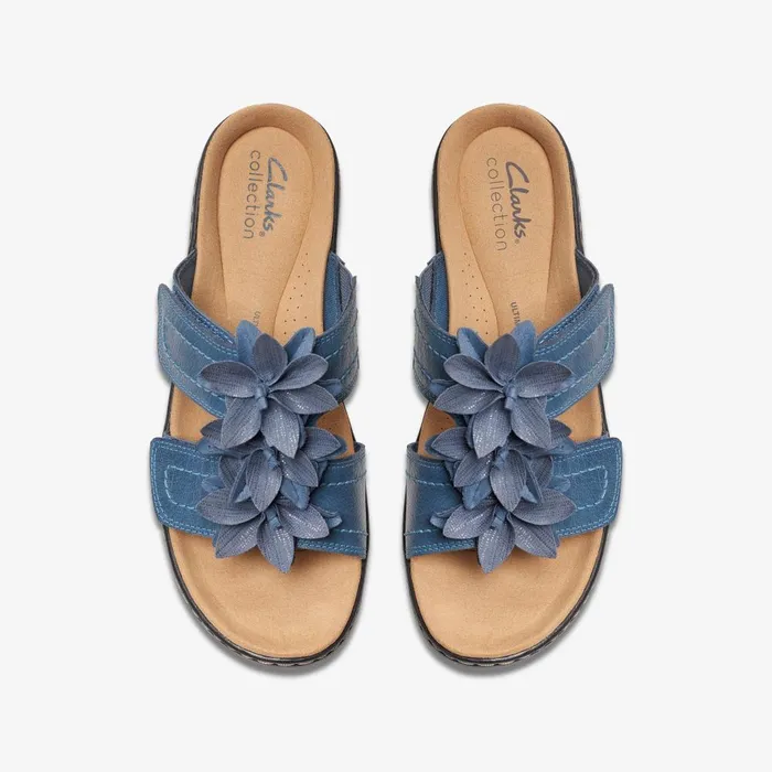Merliah Raelyn Blue Leather Women Clarks Sandals and Flip Flops