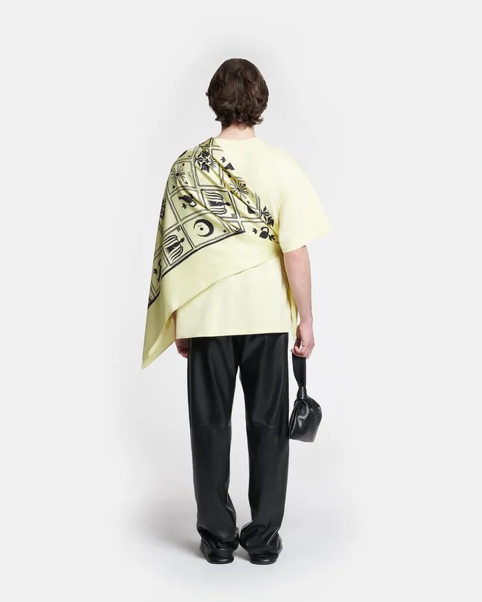 Miani Printed Silk Scarf Folk Art Moonbeam Men Nanushka Scarves