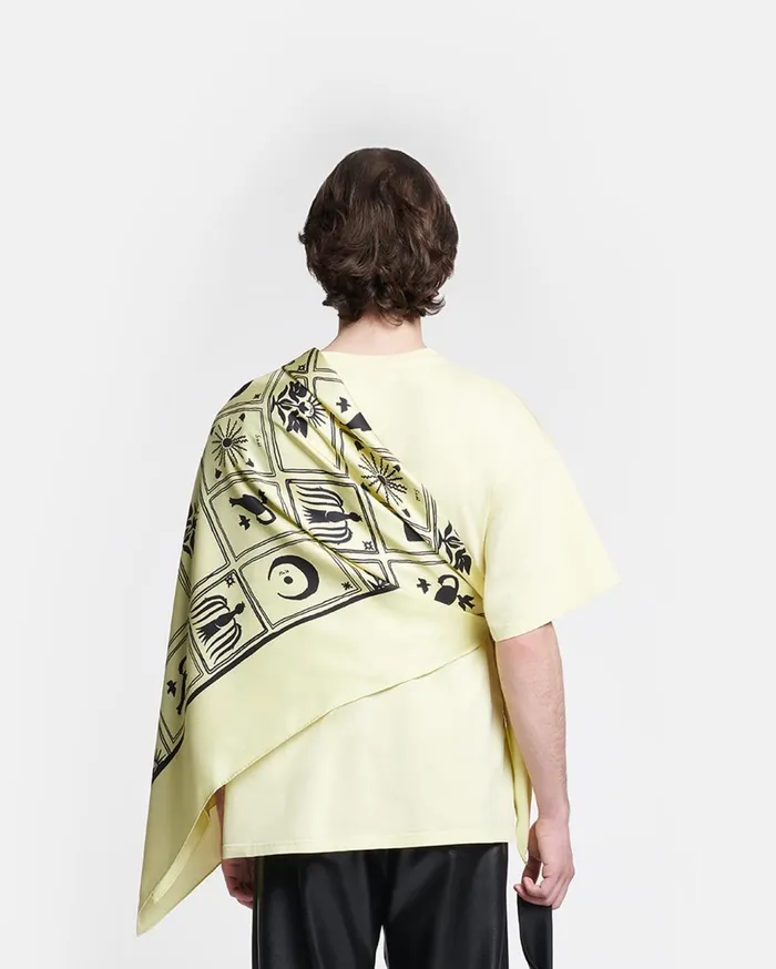 Miani Printed Silk Scarf Folk Art Moonbeam Men Nanushka Scarves