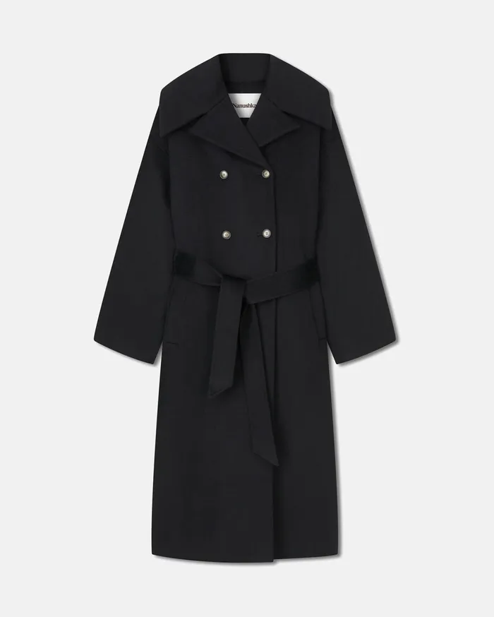 Milma Belted Coat Black Women Nanushka Outerwear