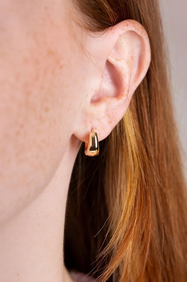 Mini Thick Hoop Earrings Gold Women Brandy Melville Jewelry