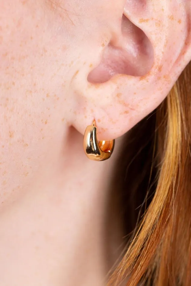 Mini Thick Hoop Earrings Gold Women Brandy Melville Jewelry