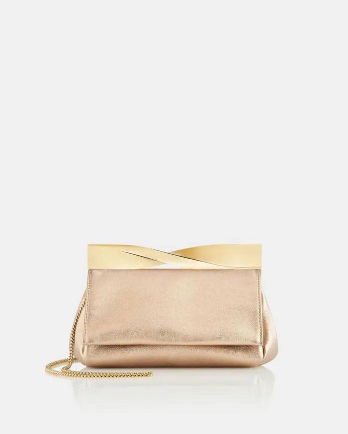 Mini Twist Clutch Gold Women Aquazzura Clutch Bags