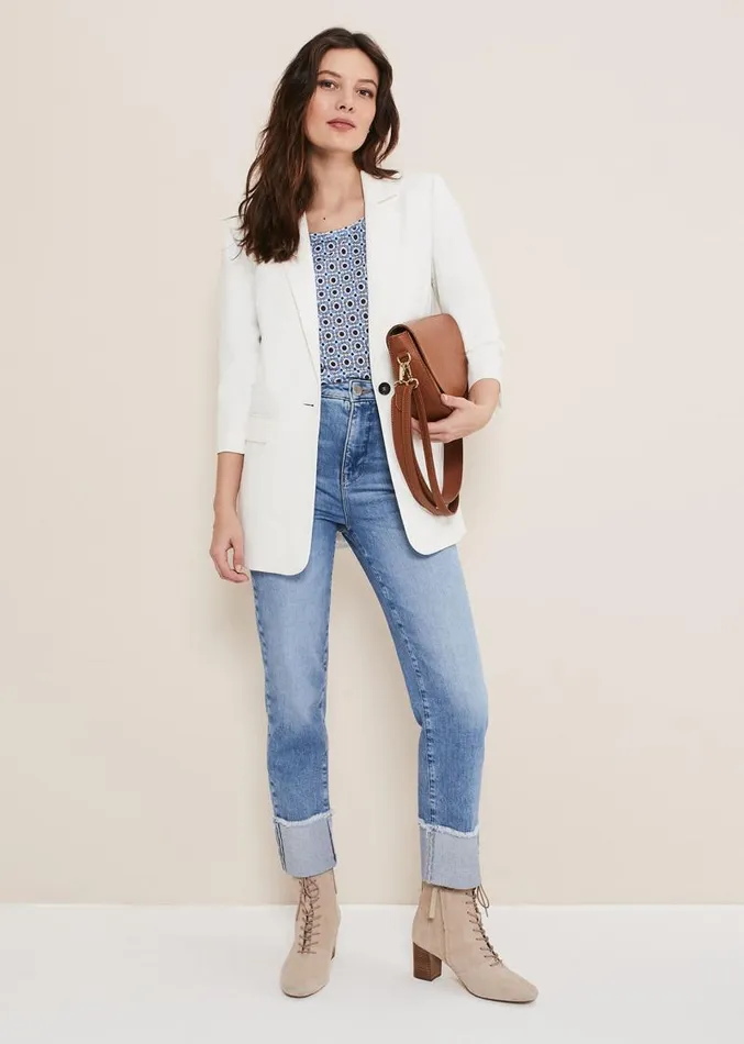 Mirabel Straight Leg Jeans Mid Blue Women Phase Eight Trousers
