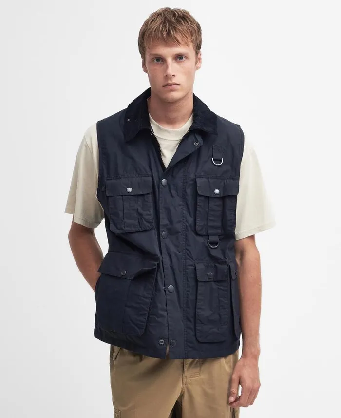 Modified Transport Vest Golden Khaki Men Barbour Gilets and Liners