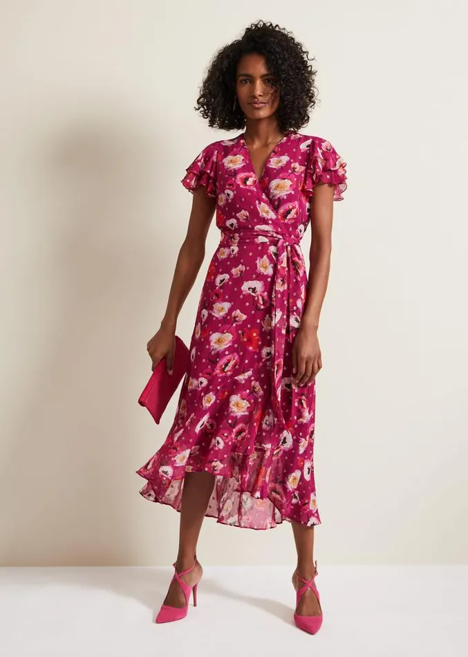 Nadine Ruffle Print Dress Multicoloured Women Phase Eight Dresses