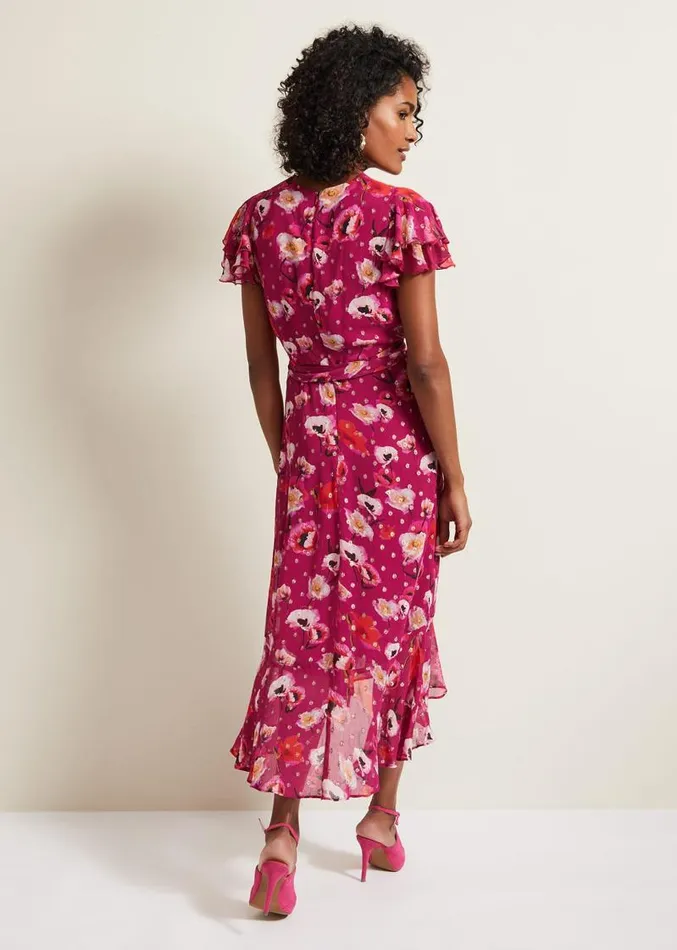 Nadine Ruffle Print Dress Multicoloured Women Phase Eight Dresses