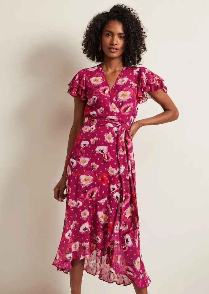 Nadine Ruffle Print Dress Multicoloured Women Phase Eight Dresses