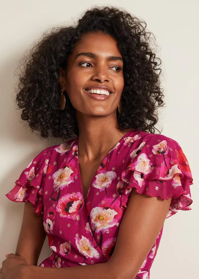 Nadine Ruffle Print Dress Multicoloured Women Phase Eight Dresses