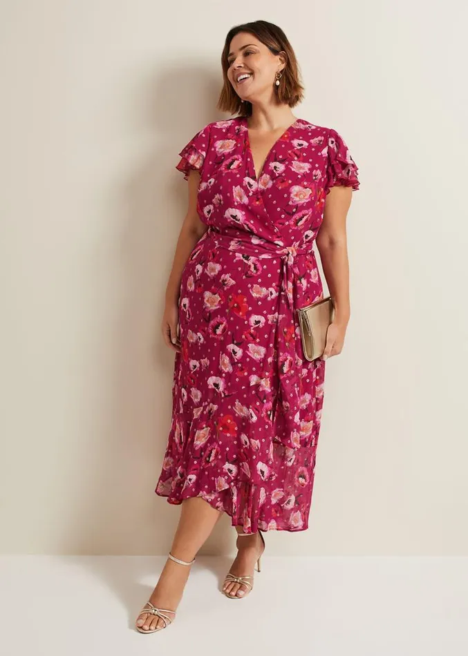 Nadine Ruffle Print Dress Multicoloured Women Phase Eight Dresses