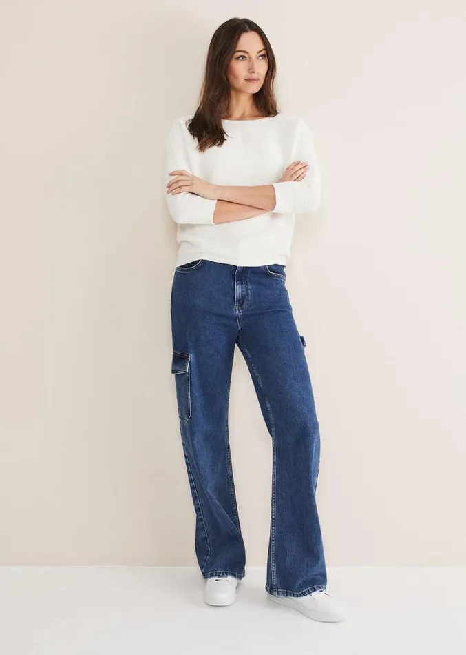 Nellie Ripple Knitted Jumper Ivory Women Phase Eight Knitwear