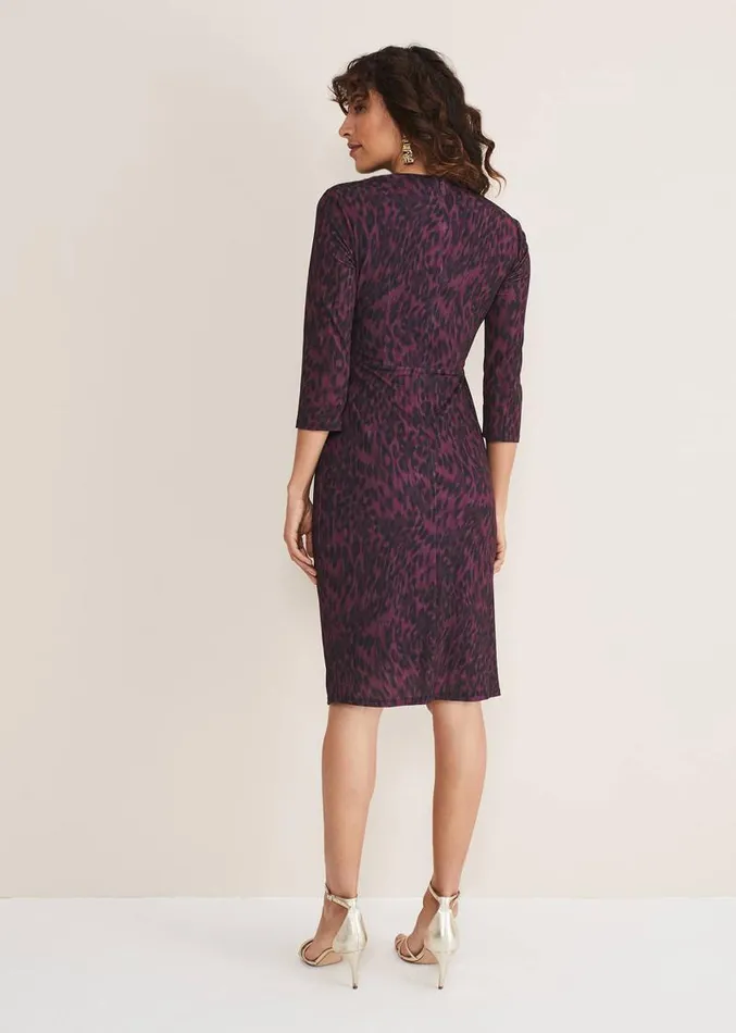 Nieve Leopard Print Dress Blackpurple Women Phase Eight Dresses