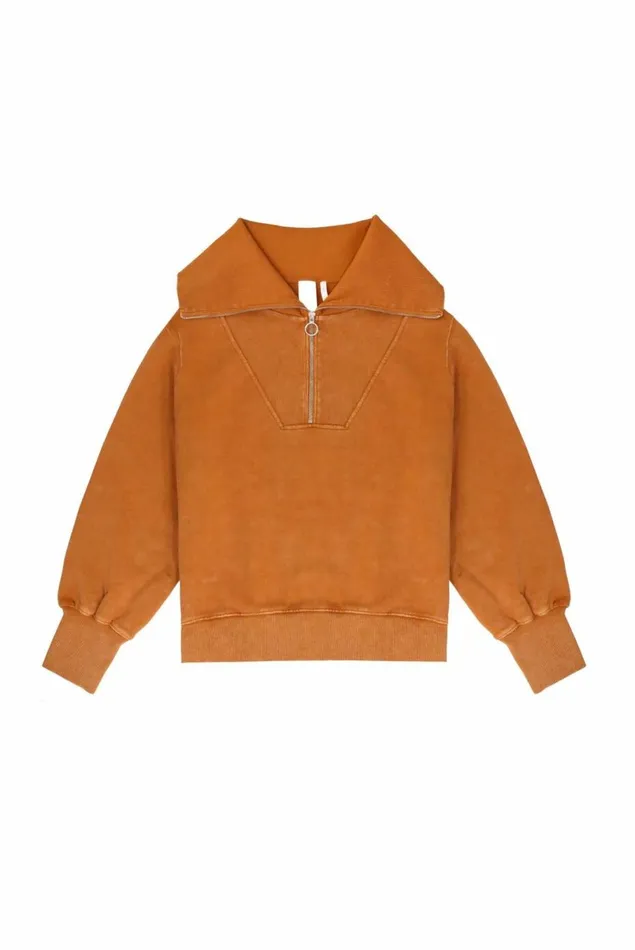NTRLS Rust Orange Quarter Zip Sweatshirt Stone WomenMen Jaded London Hoodies and Sweatshirts