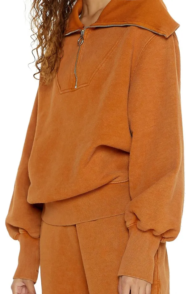NTRLS Rust Orange Quarter Zip Sweatshirt Stone WomenMen Jaded London Hoodies and Sweatshirts NTRLS Rust Orange Quarter Zip Sweatshirt Stone WomenMen Jaded London Hoodies and Sweatshirts